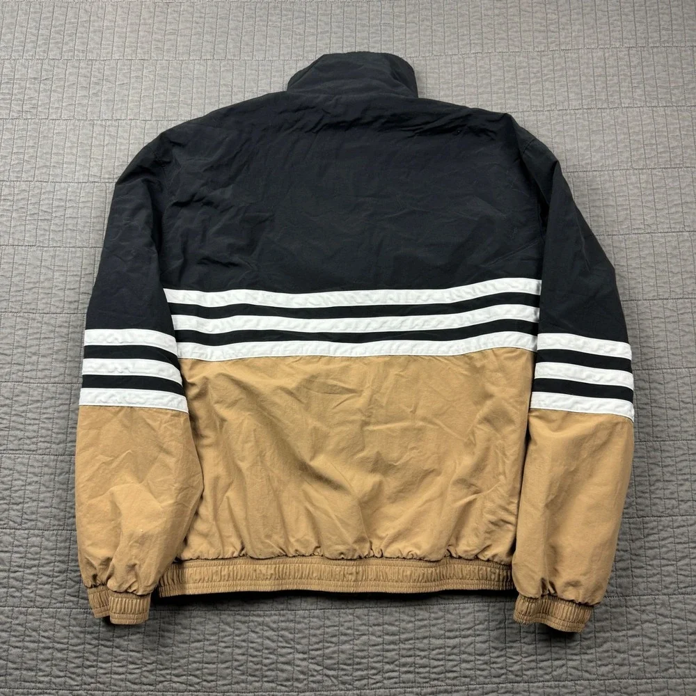 Adidas Mens Medium Colorblock Track Jacket Black Tan Windbreaker Sportswear Kit